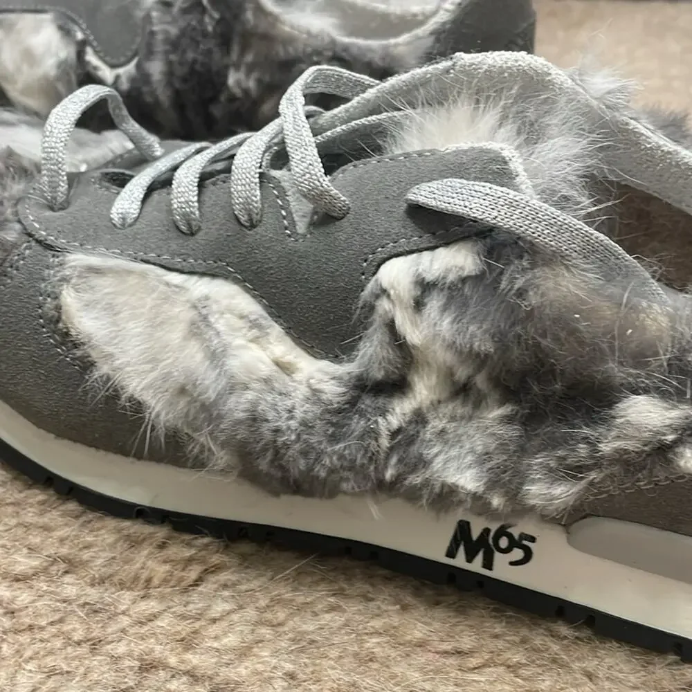 La Montelliana M65 Rabbit Fur Sneakers Gray Size‎ 42 New Retails $660